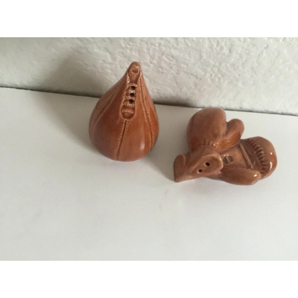 Vintage Sports Related Ceramic Salt & Pepper Shakers Boxing Gloves & Speed Bag